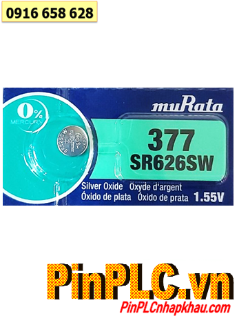 MuRata SR626SW _Pin 377; Pin đồng hồ 1.55v Silver Oxide MuRata SR626SW _Pin 377